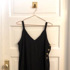 Urban Outfitters Women’s Black Jumpsuit with Tortoise Pattern Buttons